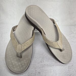Vionic Taupe Tide Thong Slipper Sandals 10 Rhinestone Summer Beach